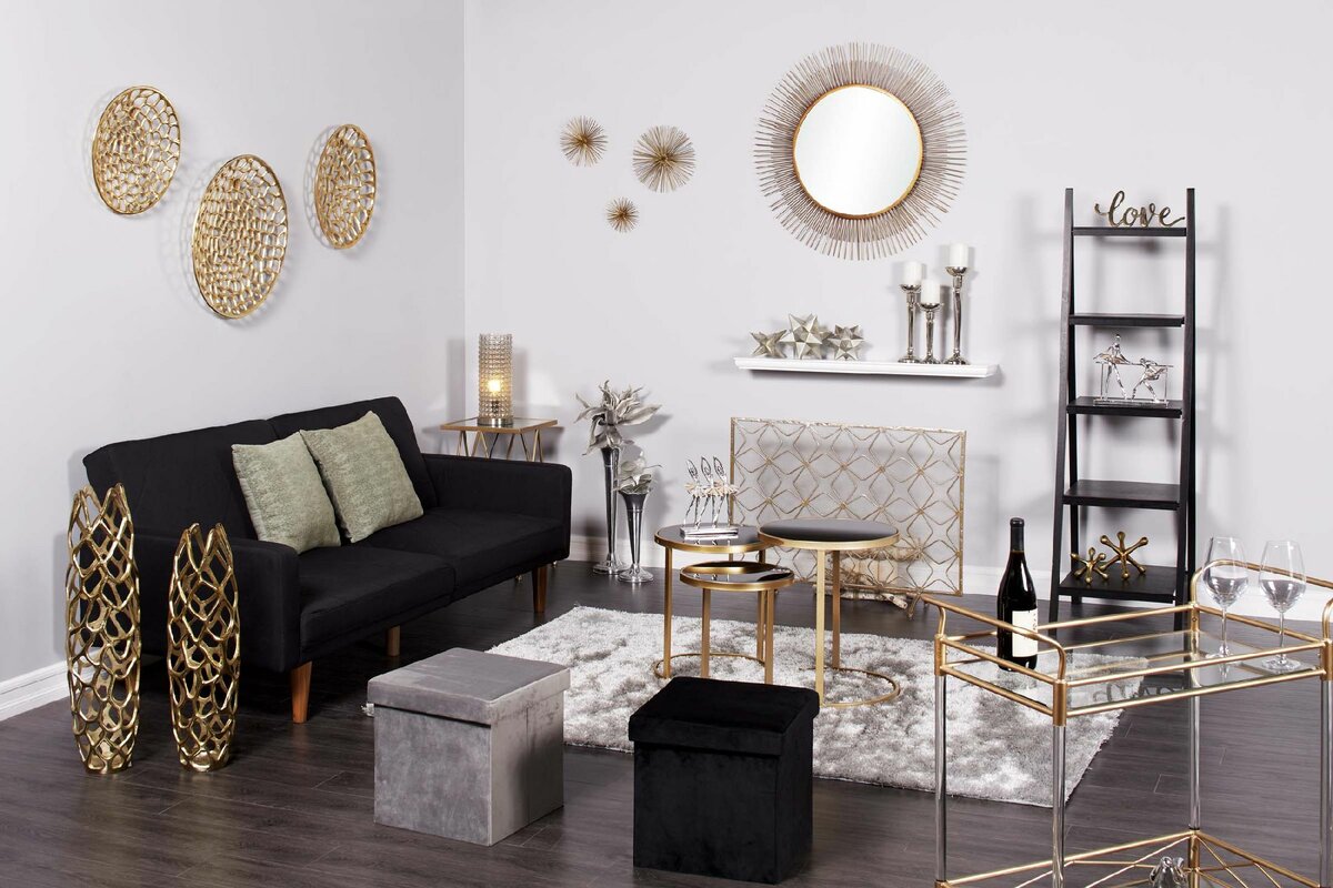 Glam Living Room Design Photo by Wayfair